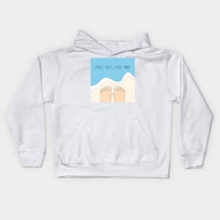 Inspirational drawing of feet against the sea Kids Hoodie